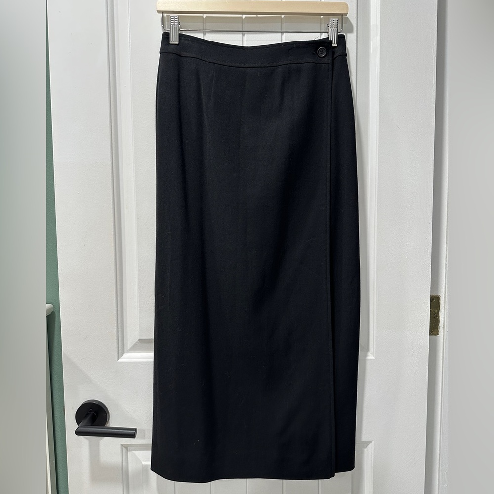 Jones New York Country Collection Classic Black Wrapped Midi Skirt